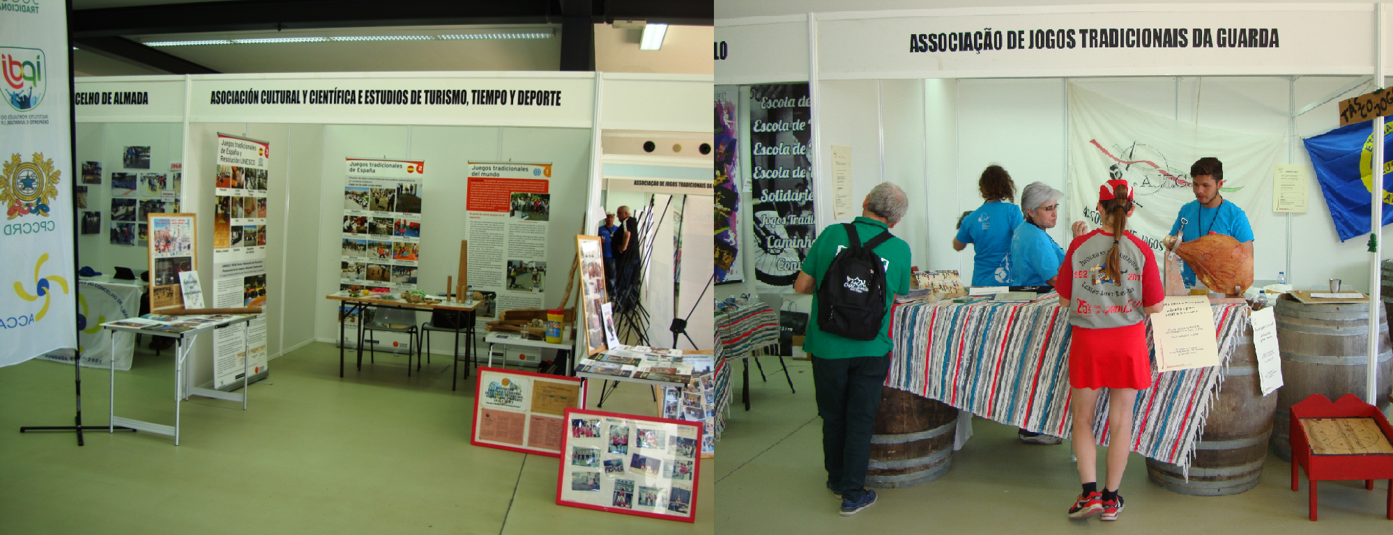 The stands of the Spanish Association AccETTD and the Portuguese Association of Traditional Games from Guarda (AJTG).