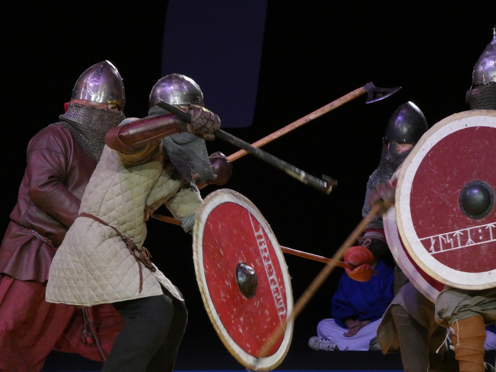 Vikings demonstrating their traditional fighting method